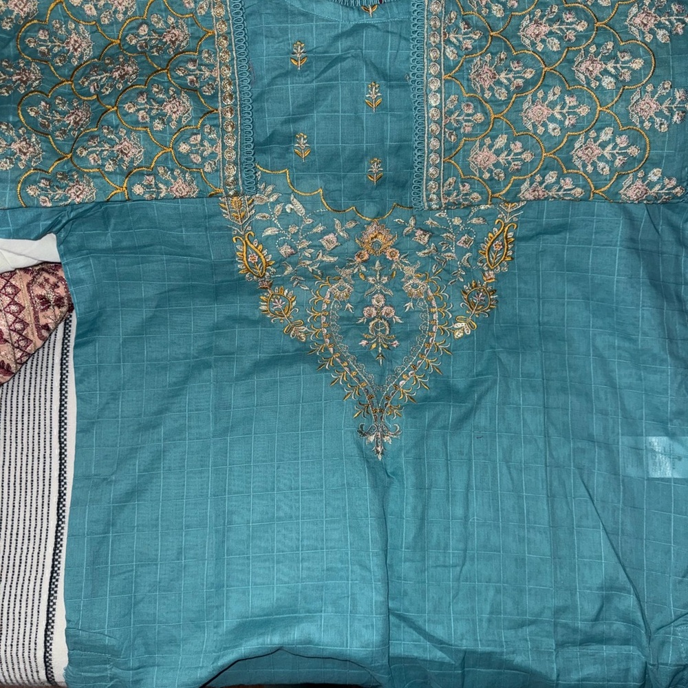 Elegant Teal Embroidered Maxi Dress